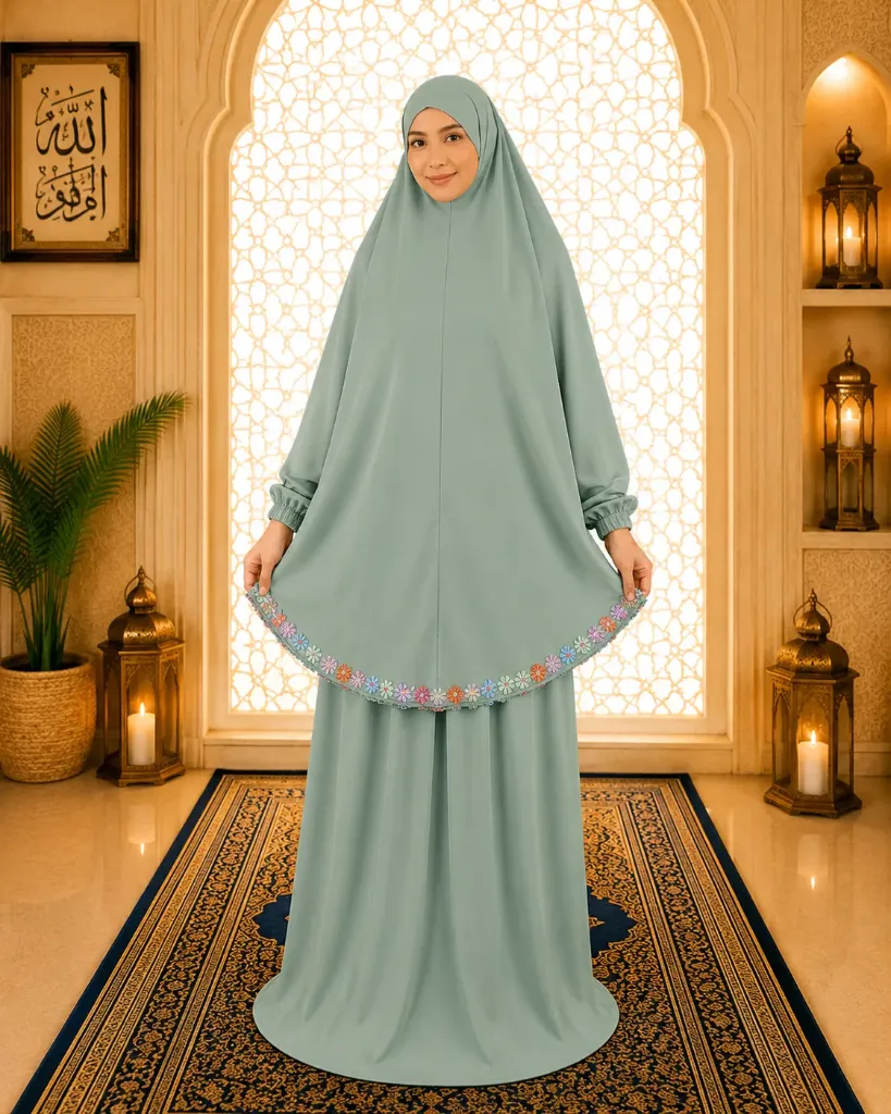 Flower Design Prayer Set with Sleeve pistachio 