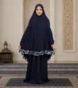 Medallion Embroidery Prayer Set Navy Blue 