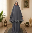 Medallion Embroidery Prayer Set Gray 