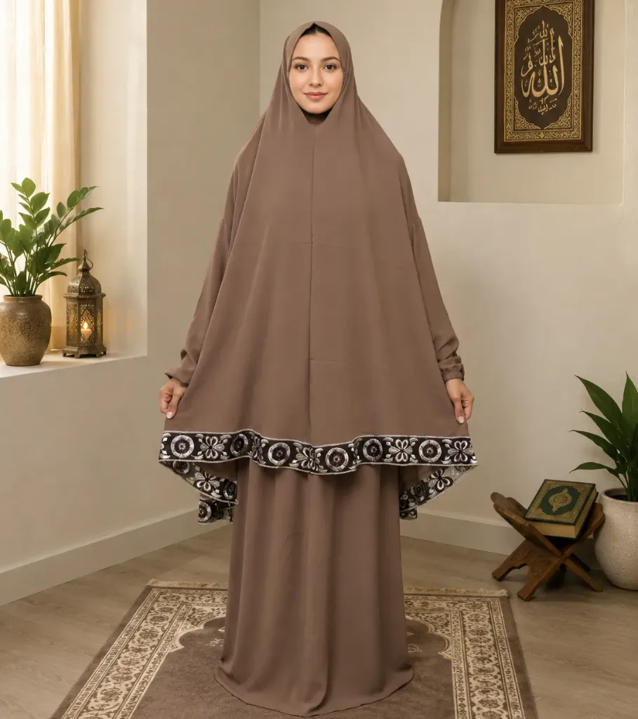 Medallion Embroidery Prayer Set Brown 