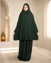 Tone-on-Tone Embroidered Prayer Set Dark Green 