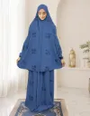 Tone-on-Tone Embroidered Prayer Set Blue 
