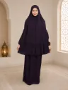 Tone-on-Tone Embroidered Prayer Set Eggplant 