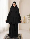 Tone-on-Tone Embroidered Prayer Set Black 