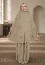 Tone-on-Tone Embroidered Prayer Set Beige