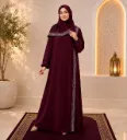 Embroidered One-Piece Prayer Dress Maroon 