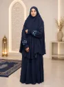 Embroidered Sleeve Prayer Set Navy Blue