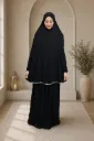 Prayer Set with White Crochet Trim Black