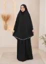 Prayer Set with White Crochet Trim light Black