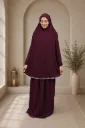 Prayer Set with White Crochet Trim Marron