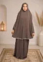 Prayer Set with White Crochet Trim Brown
