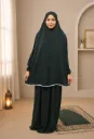Prayer Set with White Crochet Dark Green 