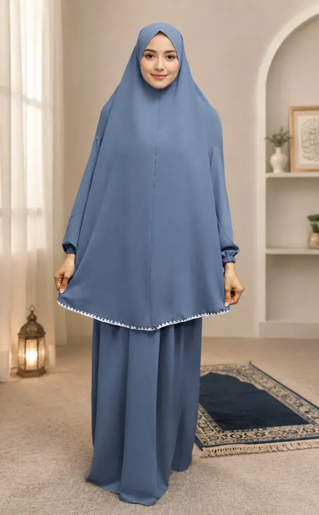 Prayer Set with White Crochet Blue 