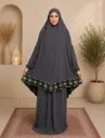 Crepe Prayer Set – “My Prayer, My Life” Embroidery Gray