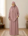 Separate Hijab One-Piece Prayer Dress Old Pink