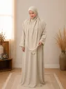Separate Hijab One-Piece Prayer Dress Beige 