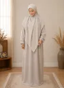 Separate Hijab One-Piece Prayer Dress Soft Beige