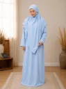 Separate Hijab One-Piece Prayer Dress Light Blue