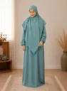 Separate Hijab One-Piece Prayer Dress Green 