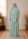 Separate Hijab One-Piece Prayer Dress Light Green 