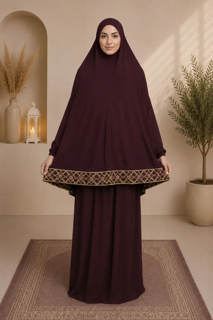 Traditional Embroidery prayer set Maroon 