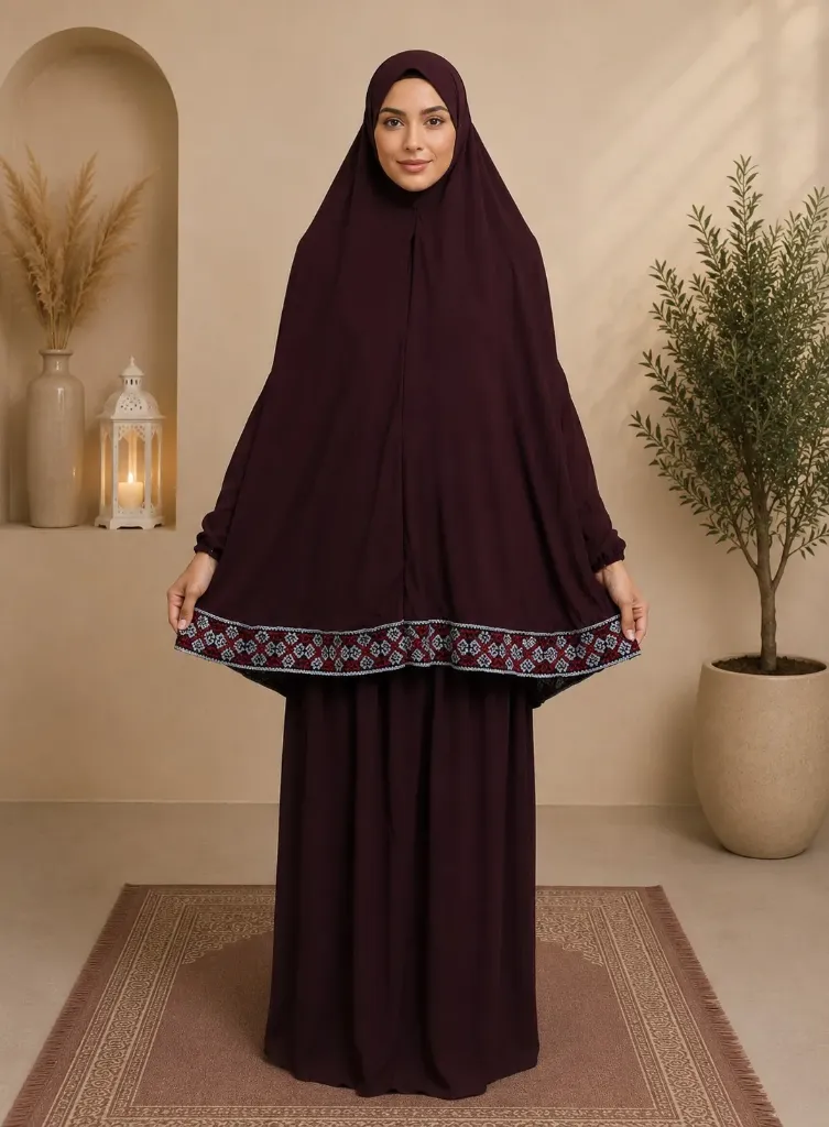 Traditional Embroidery prayer set Burgundy 