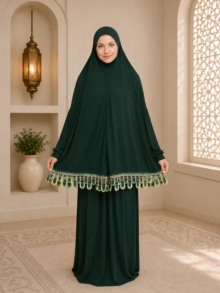 Lycra Prayer Set Lace Green 