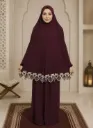 Lycra Prayer Set Lace Maroon