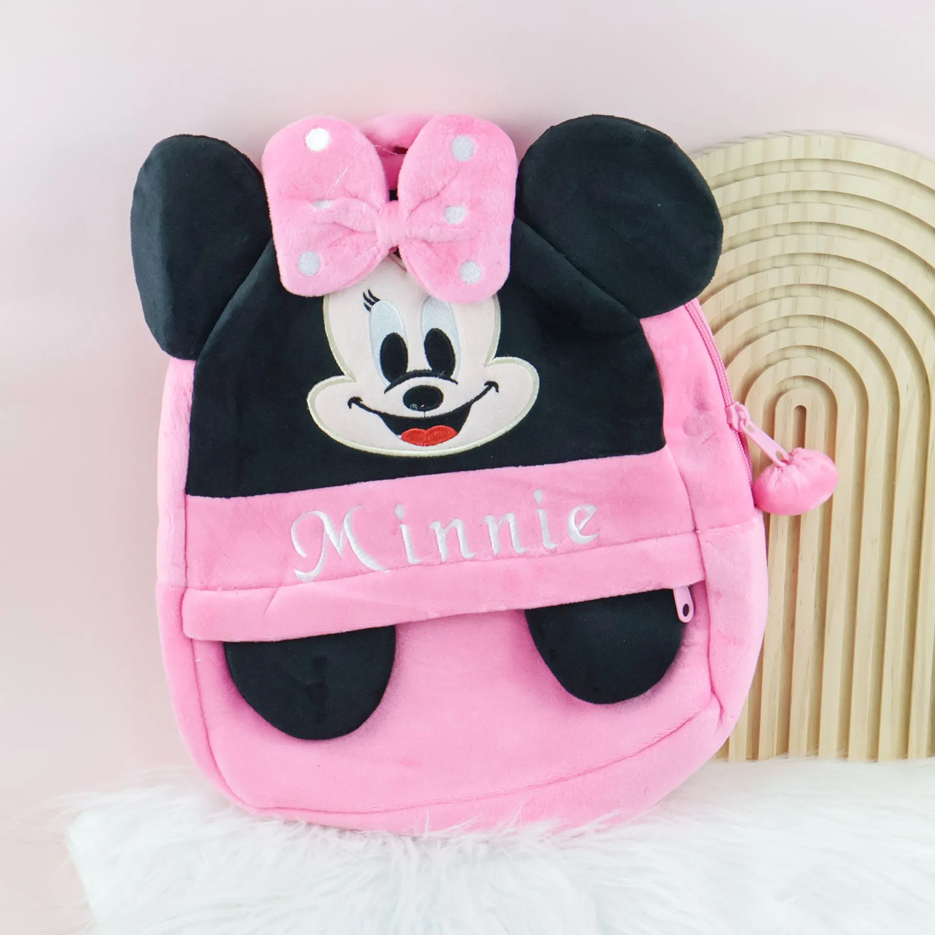 Pink Minnie Mouse Soft Plush Backpack 