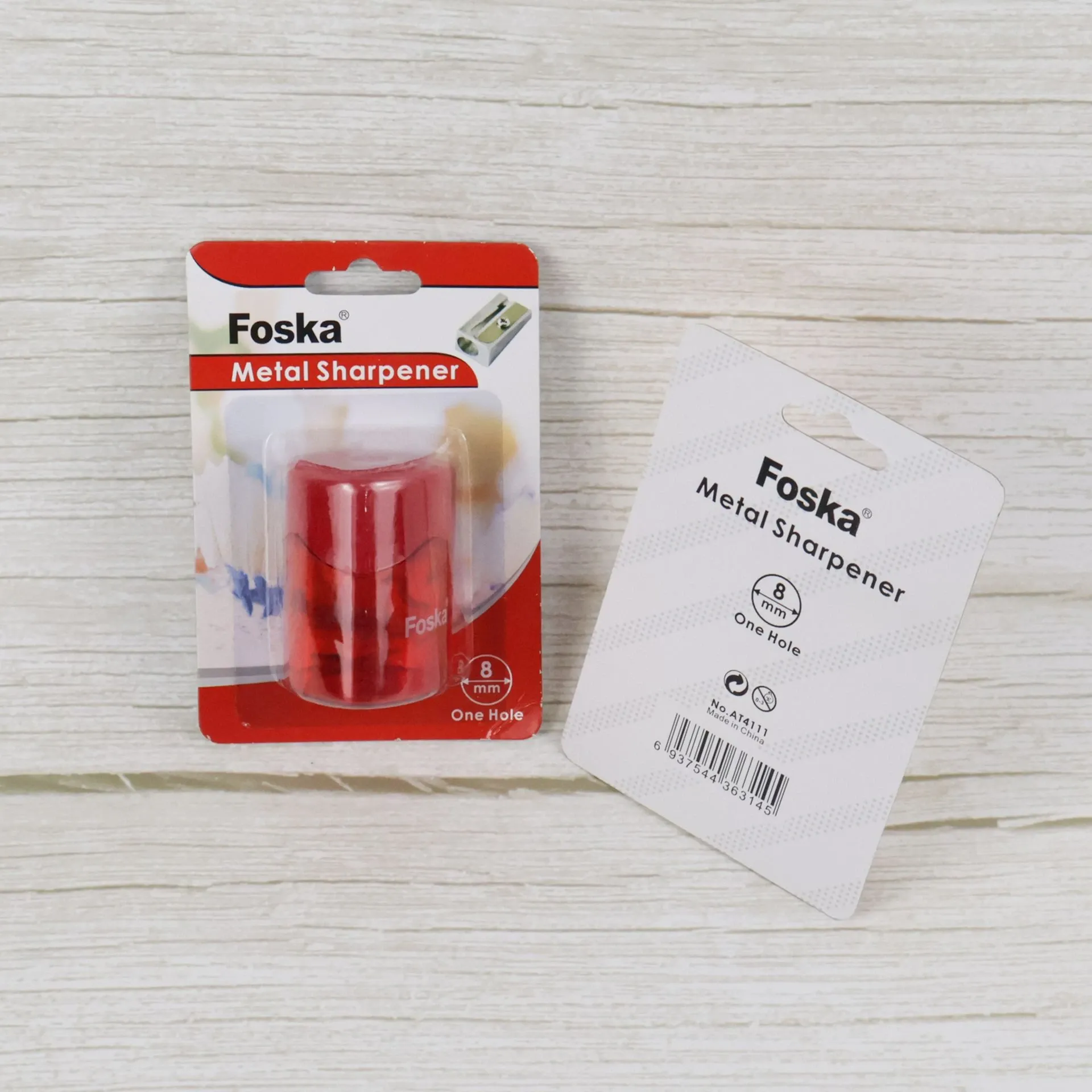 Metal Pencil Sharpener with Plastic Cover – Single Hole (8mm) (Red)