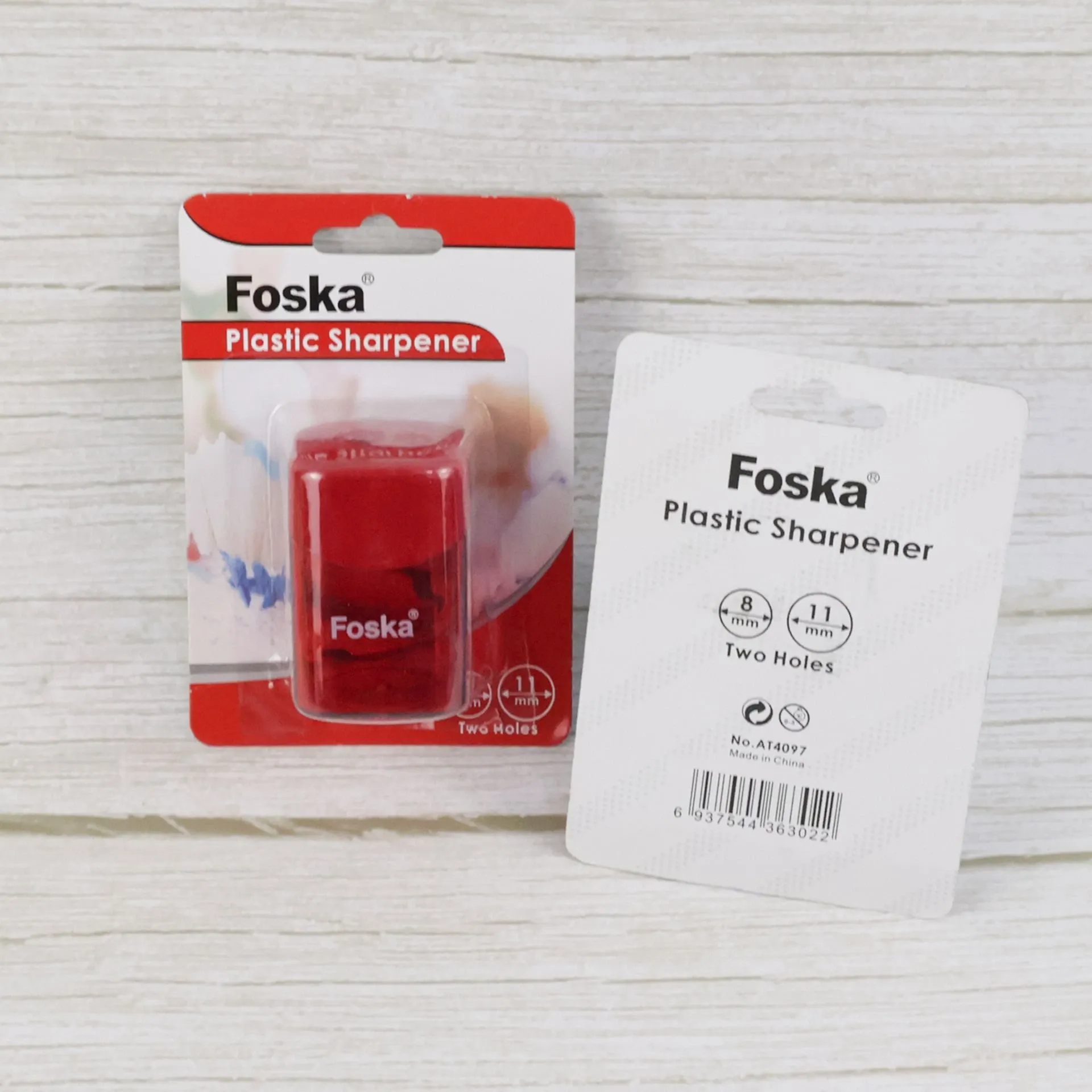 Plastic Pencil Sharpener with Cover – Dual Hole (8mm & 11mm) (Red)
