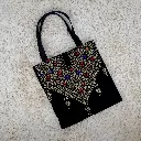 Embroidered canvas tote bag with zipper