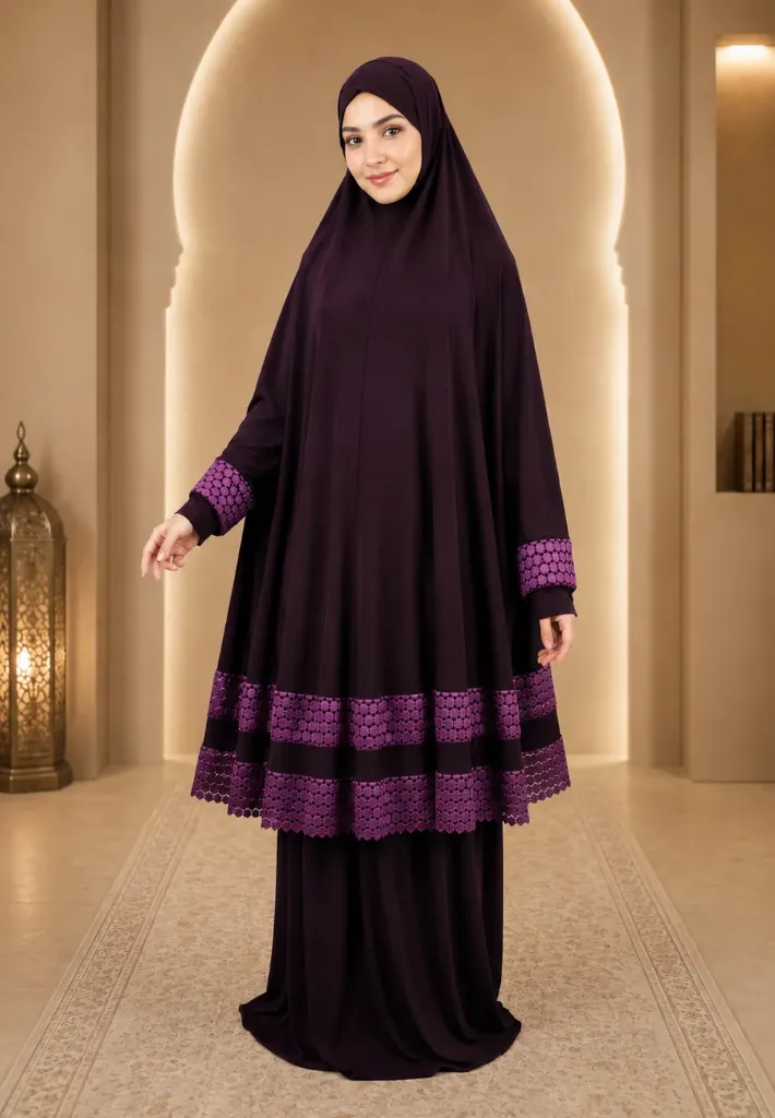 Double Lace Eggplant prayer set