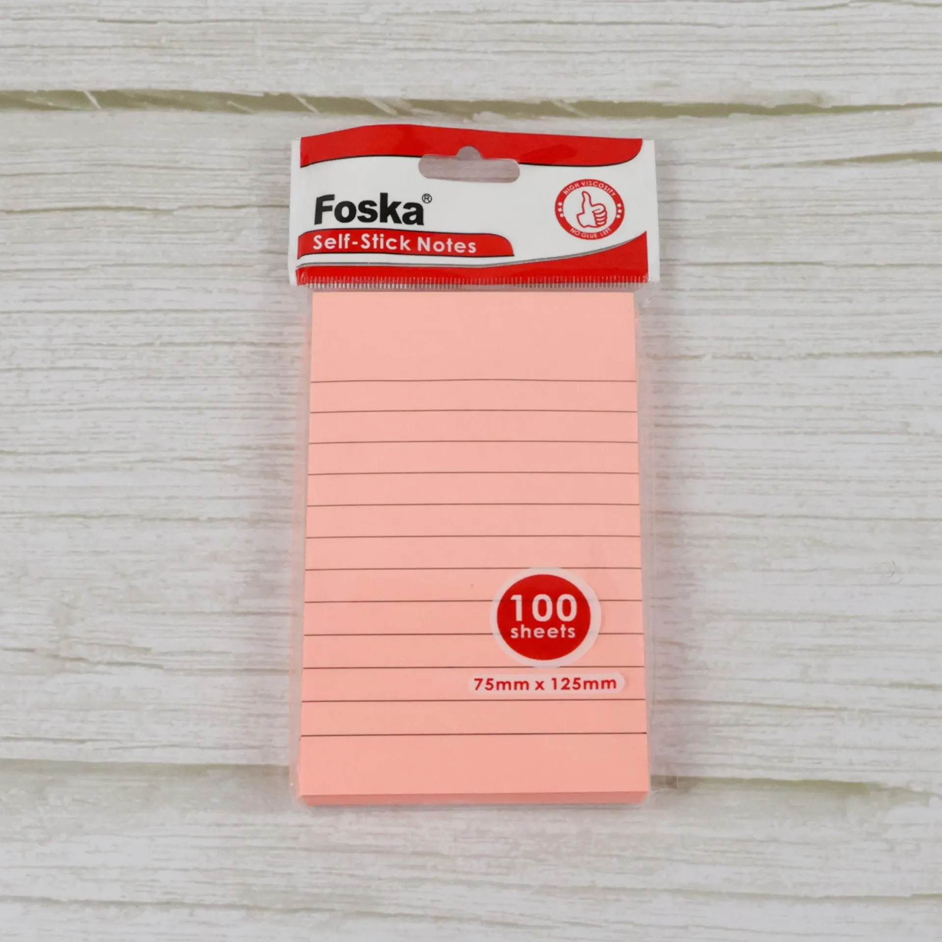 Self-Stick Notes 75 × 125mm – 100 Sheets (Pink)