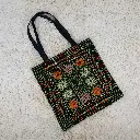 Embroidered canvas tote bag with zipper