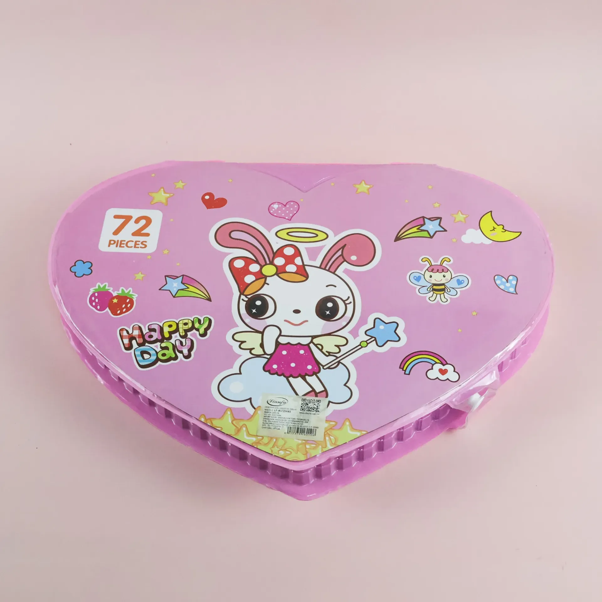 72-Piece Kids Stationery Set with Heart-Shaped Pencil Case