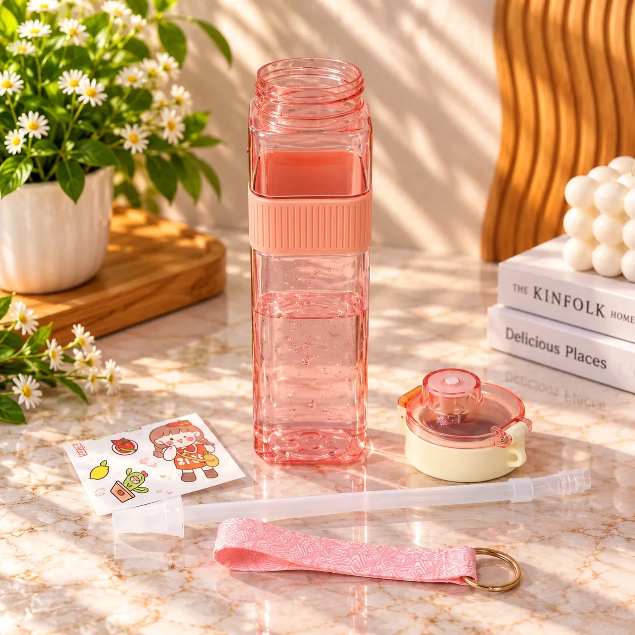 Plastic Water Bottle with Straw
