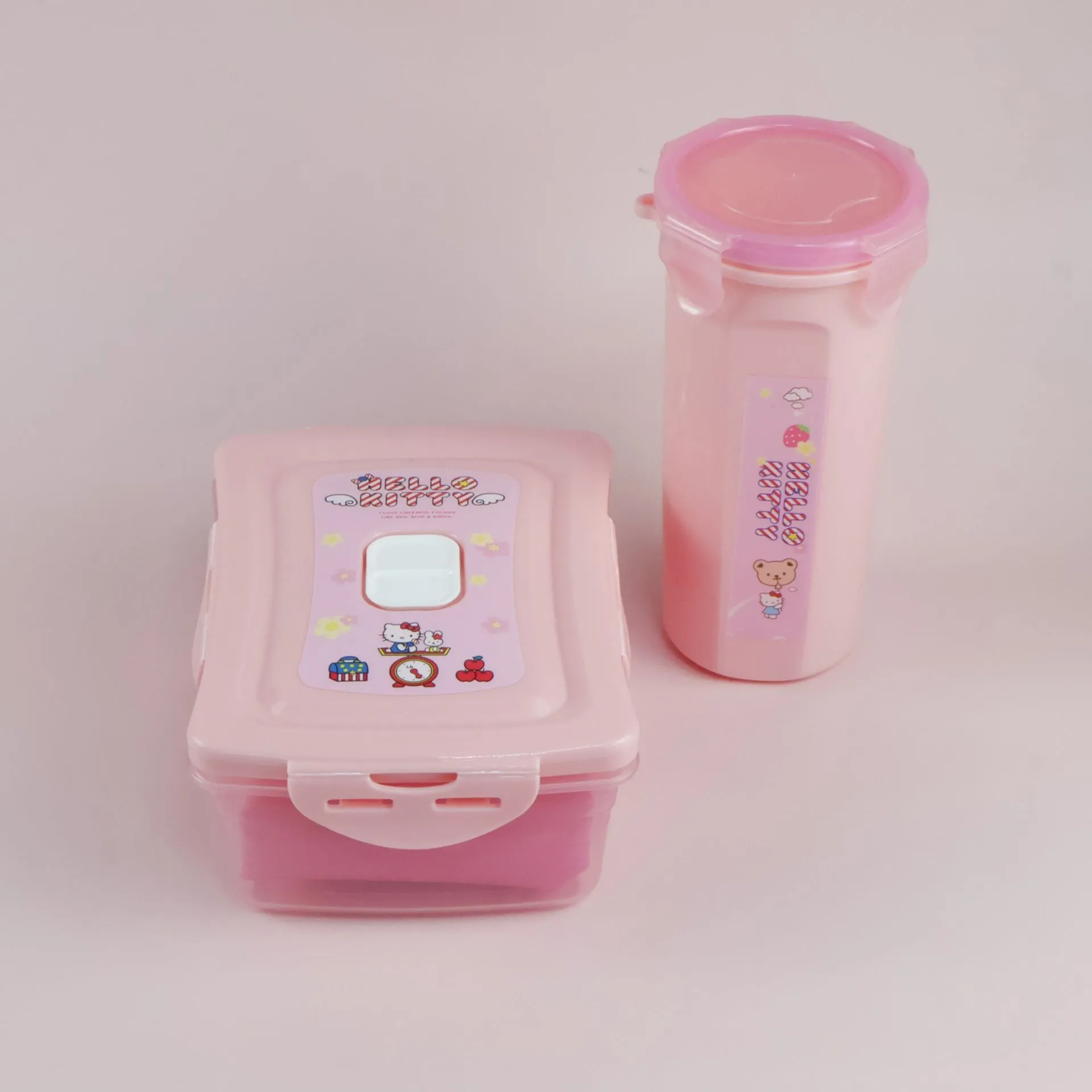Pink Kids Lunch Box Set with Matching Cup (Hello Kitty)
