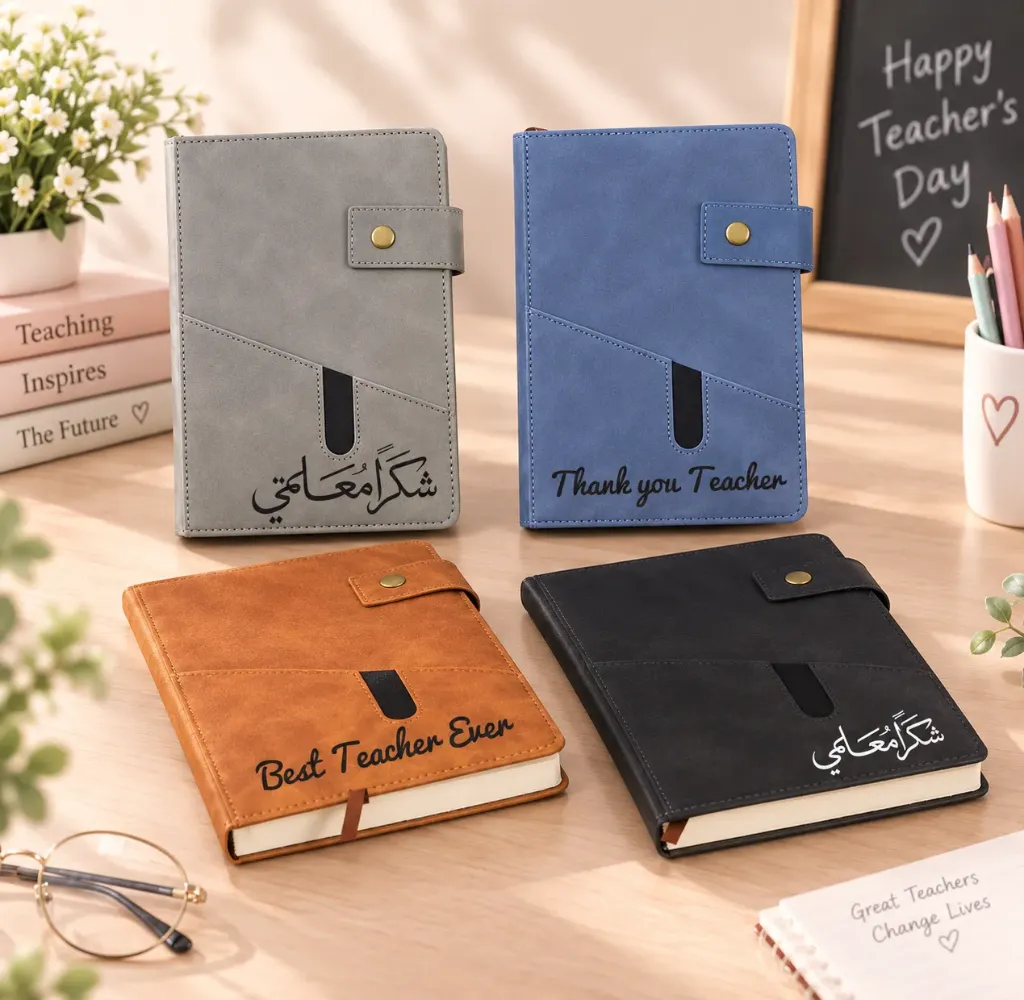 PU Leather Notebook with Pocket & Snap Closure – Teacher's Day Gift