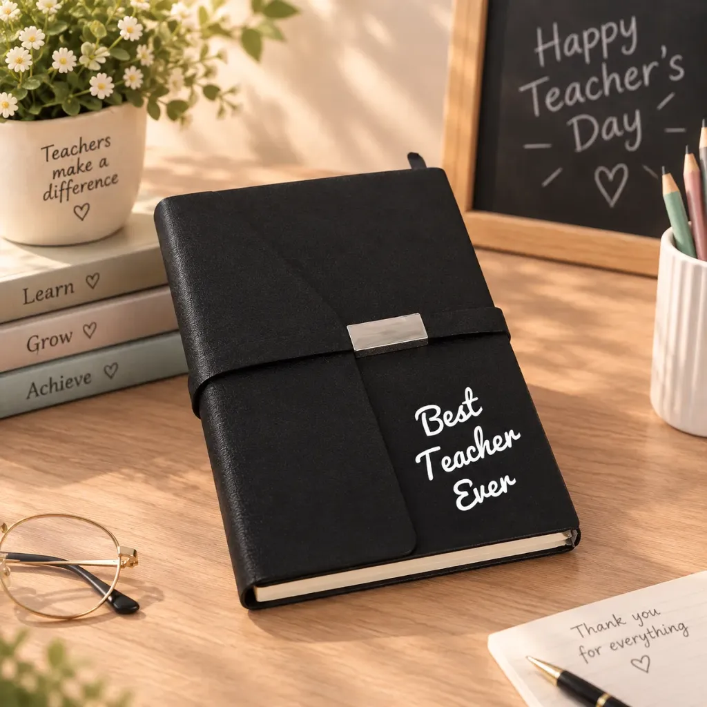 Executive Leather Notebook with Strap Closure – Teacher's Day Gift