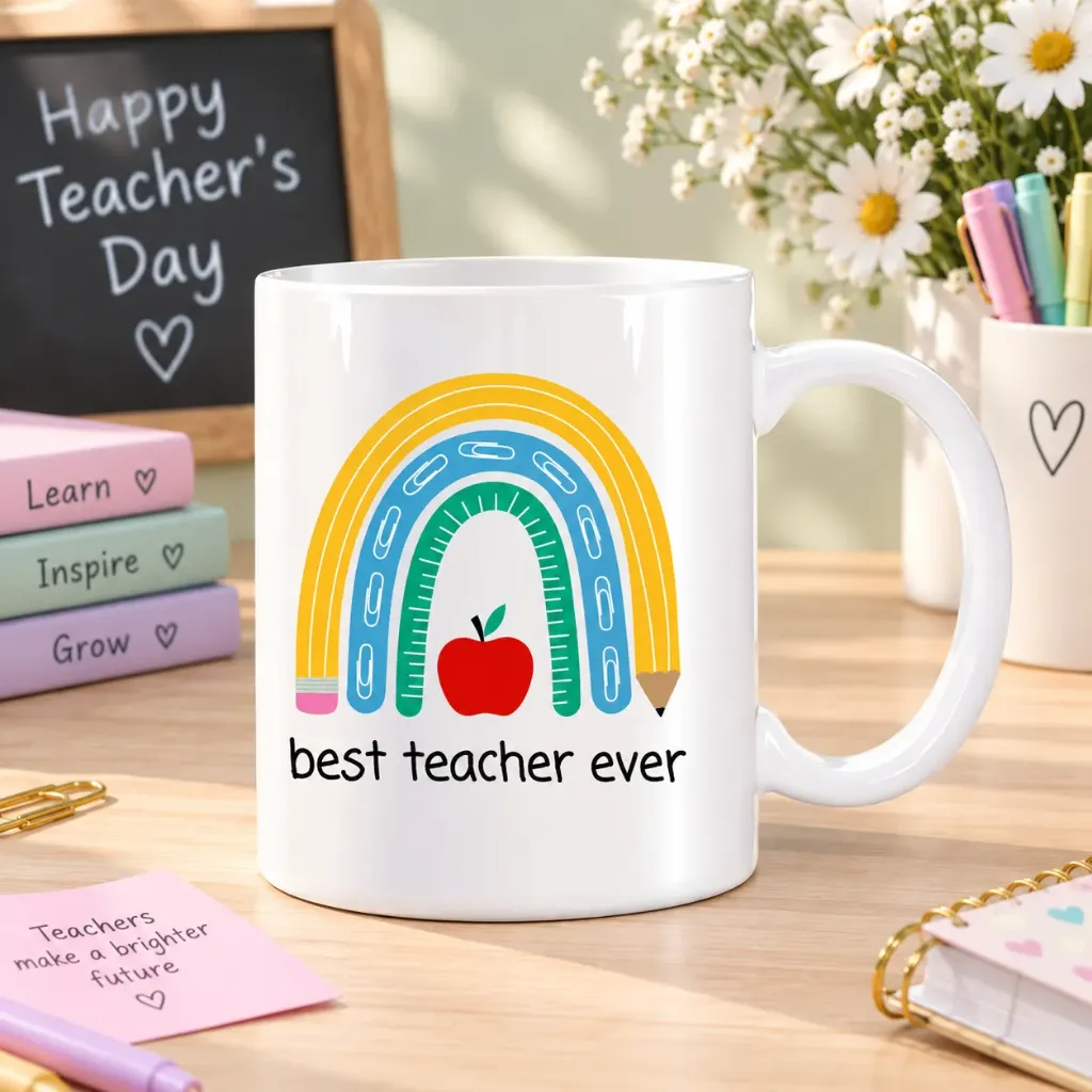 White Ceramic Teacher’s Day Mug – 11 oz