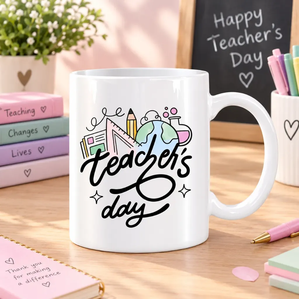 White Ceramic Teacher’s Day Mug – 11 oz