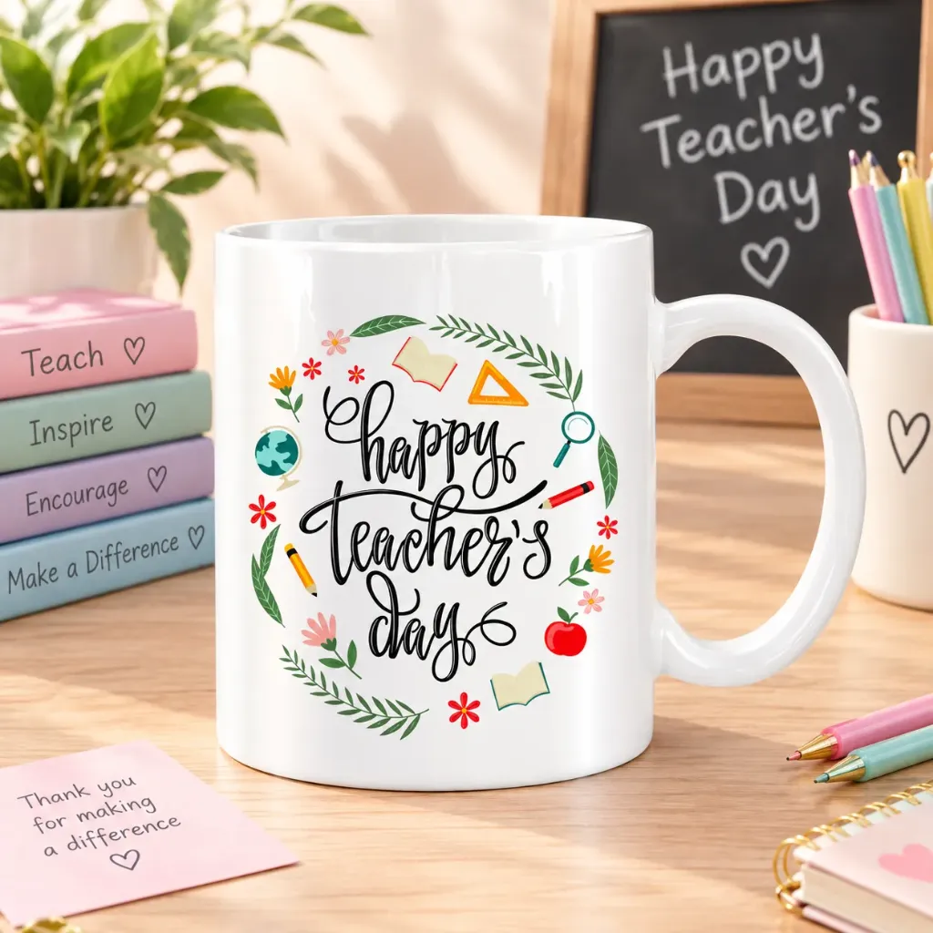 White Ceramic Teacher’s Day Mug – 11 oz
