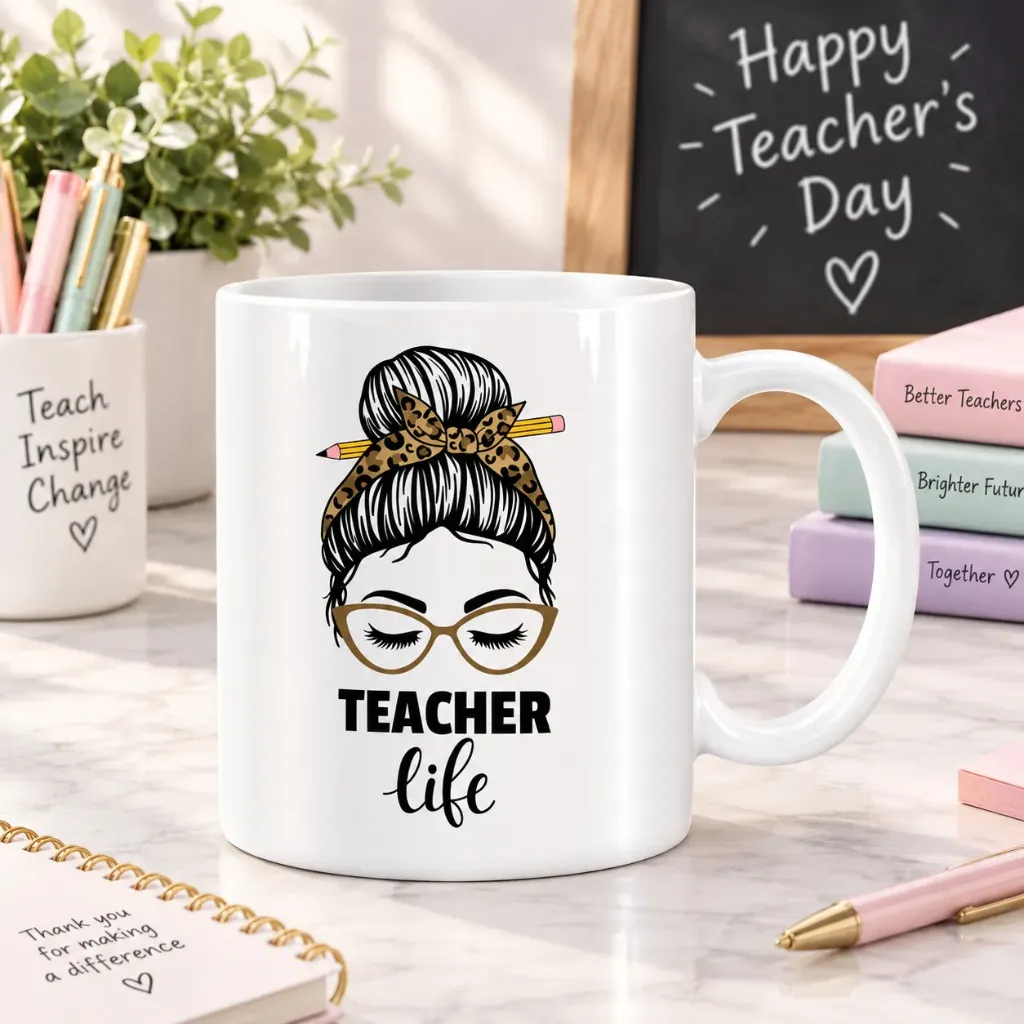 White Ceramic Teacher’s Day Mug – 11 oz