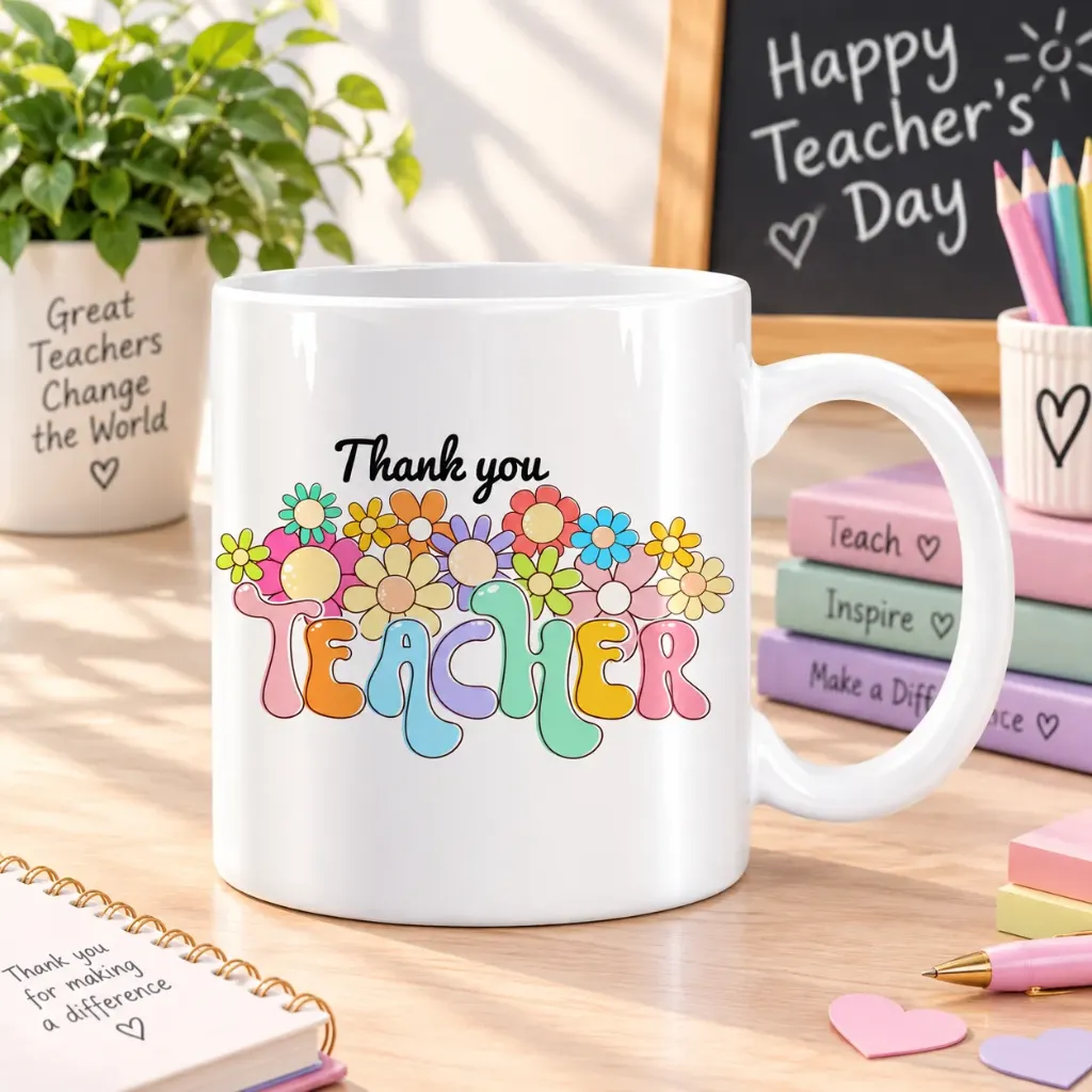 White Ceramic Teacher’s Day Mug – 11 oz