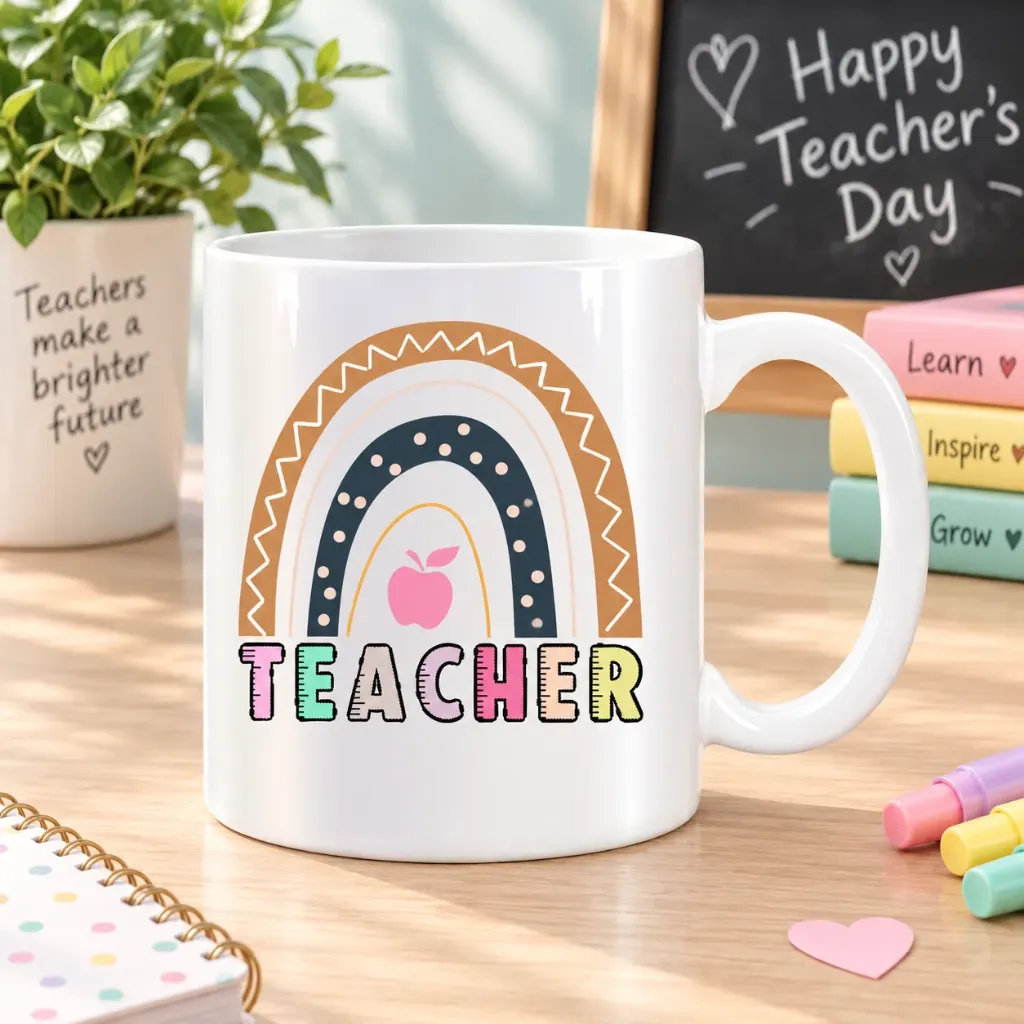 White Ceramic Teacher’s Day Mug – 11 oz
