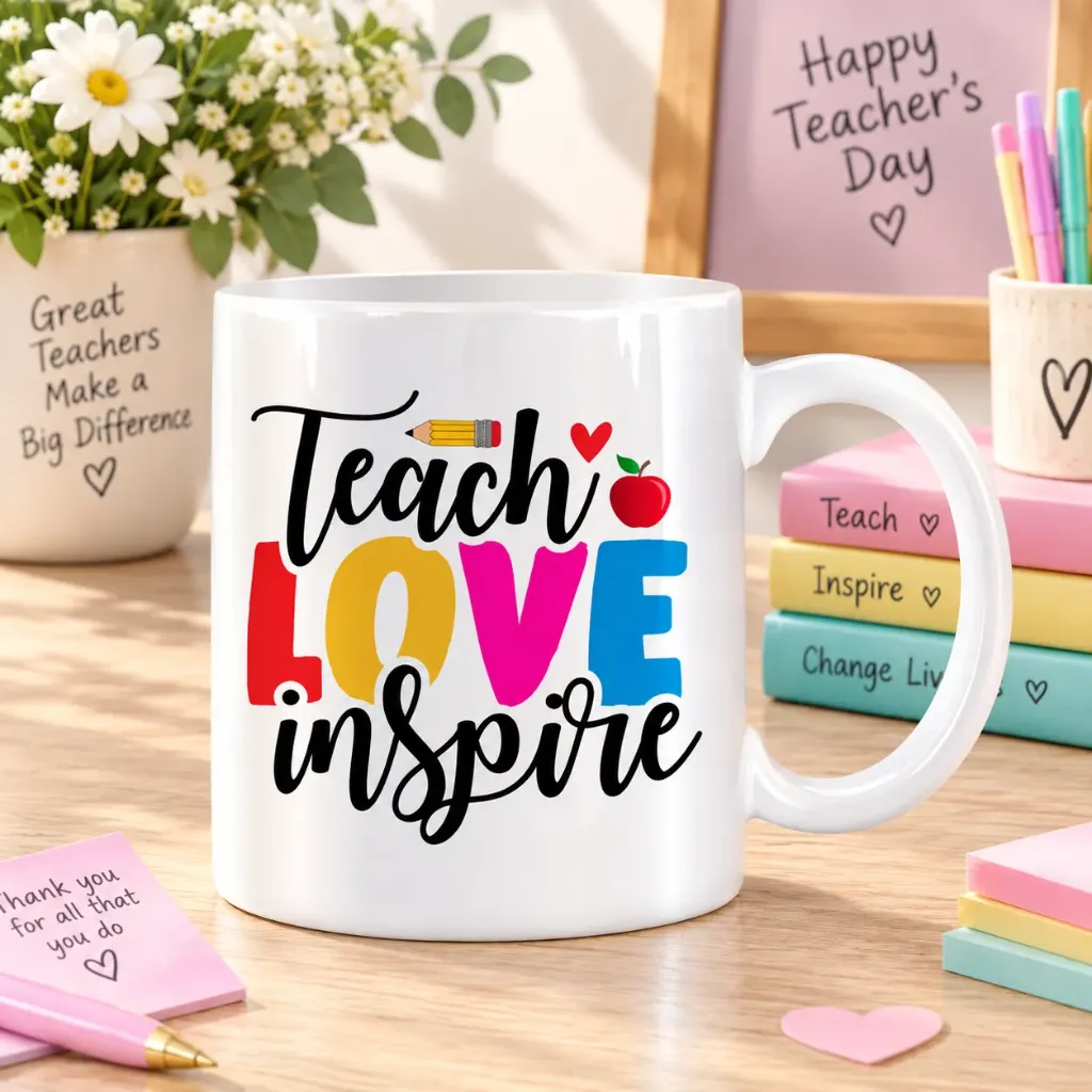 White Ceramic Teacher’s Day Mug – 11 oz