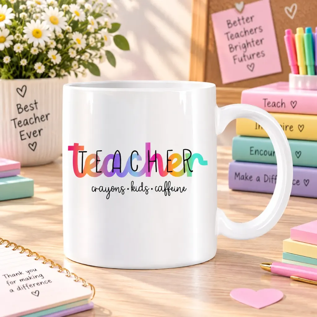 White Ceramic Teacher’s Day Mug – 11 oz