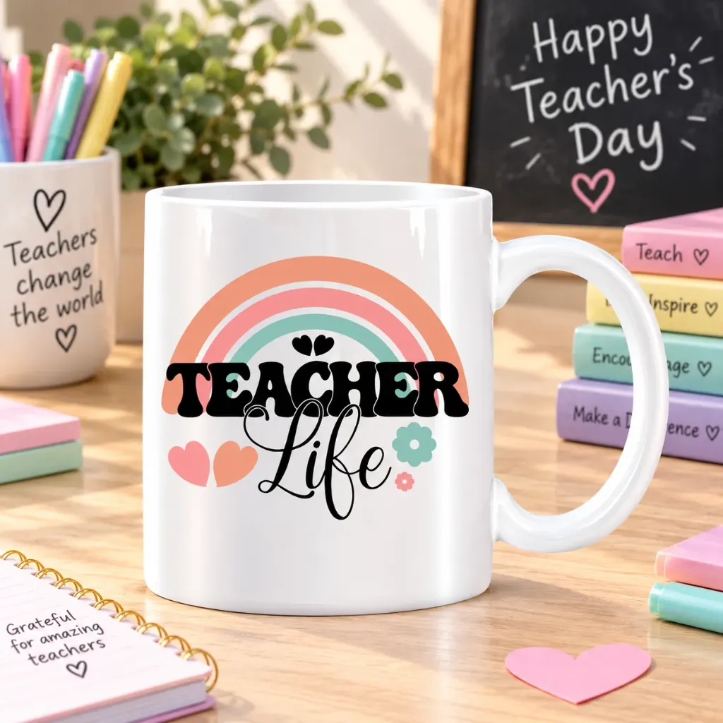 White Ceramic Teacher’s Day Mug – 11 oz