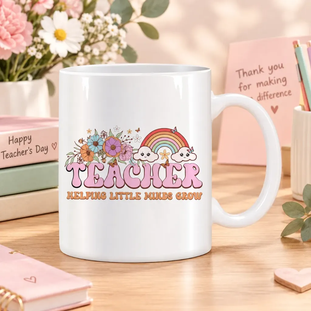 White Ceramic Teacher’s Day Mug – 11 oz